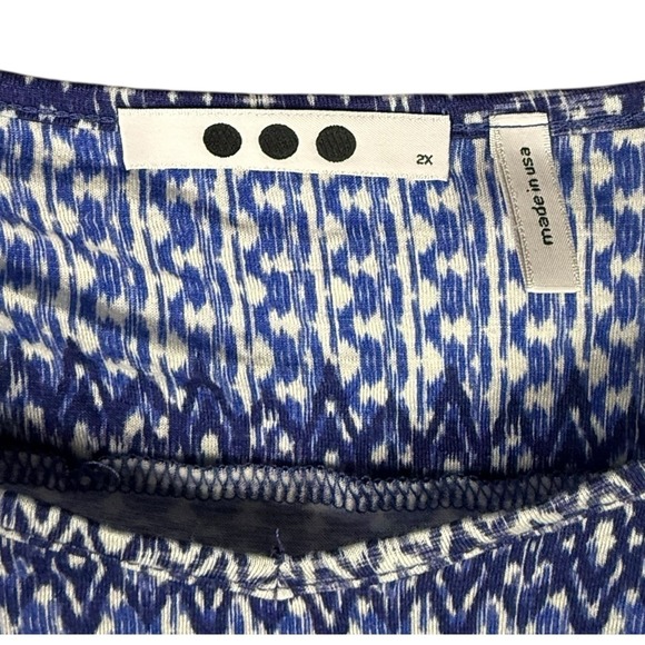 Three Dots NWT Women's 2X Blue White Geometric Viscose Wool Tunic Top Mini Dress - Picture 3 of 7